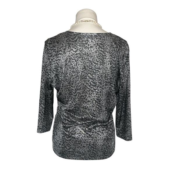 Jennifer Lopez women’s blouse, size large, black and gray top - Picture 2 of 12